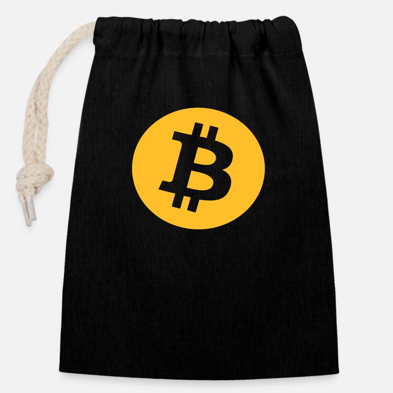 bitcoin - Closable cotton gift bag (14x20cm) - black