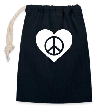Herz Peace Frieden - Verschließbarer Geschenkbeutel aus Baumwolle (14x20cm) - Navy - Vorne