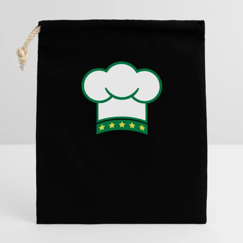 Chapeau de chef 5 étoiles Kitchen Master Chef Cool Sac cadeau en coton avec cordon (14 x 20 cm)