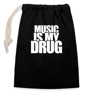 Music is my Drug Medicine Saying Music Drug Party - Closable cotton gift bag (14x20cm) - black - Front