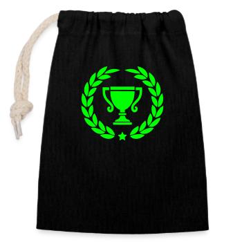 Cup Laurel Wreath 1 - Closable cotton gift bag (14x20cm) - black - Front