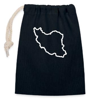 Iran Outline - Closable cotton gift bag (14x20cm) - navy - Front