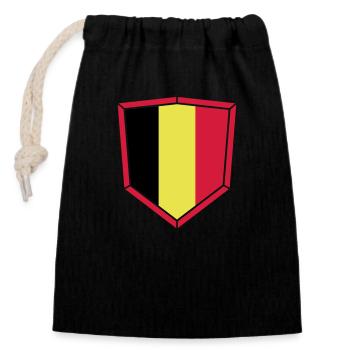 Belgium Belgium Text Flag Cool Football Fan Fun - Closable cotton gift bag (14x20cm) - black - Front