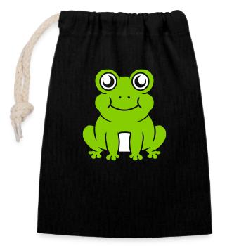 Comic sweet frog sitting - Closable cotton gift bag (14x20cm) - black - Front