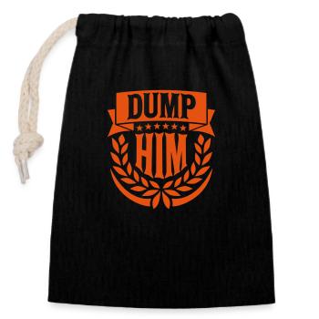 dump him quote logo - Closable cotton gift bag (14x20cm) - black - Front
