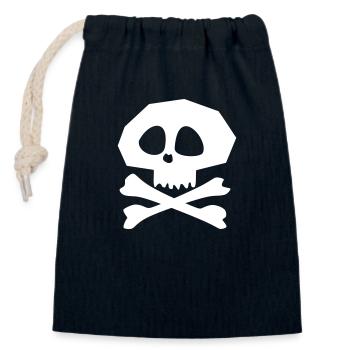 Crâne - Sac cadeau en coton avec cordon (14 x 20 cm) - bleu marine - Devant