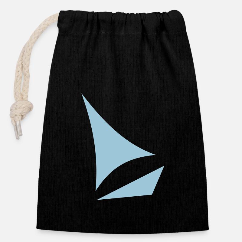 stylized sailboat - Closable cotton gift bag (14x20cm) - black