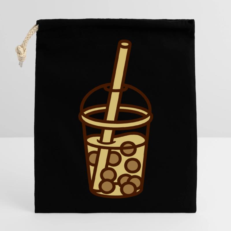 Bubble Tea Comic Design Verschließbarer Geschenkbeutel aus Baumwolle (14x20cm)