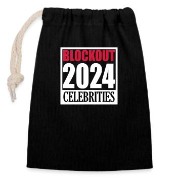 Blockout Celebrities 2024 | Farben änderbar - Verschließbarer Geschenkbeutel aus Baumwolle (14x20cm) - Schwarz - Vorne