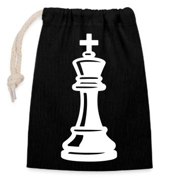 Schach König - Verschließbarer Geschenkbeutel aus Baumwolle (14x20cm) - Schwarz - Vorne