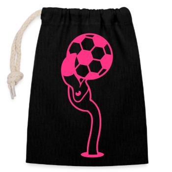 hole ground soccer club play ball kicker lac - Closable cotton gift bag (14x20cm) - black - Front