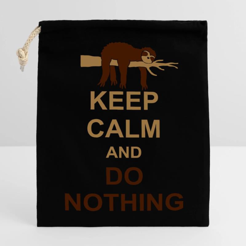 Faultier Keep Calm Verschließbarer Geschenkbeutel aus Baumwolle (14x20cm)