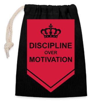 Citation de discipline sur la motivation - Sac cadeau en coton avec cordon (14 x 20 cm) - noir - Devant