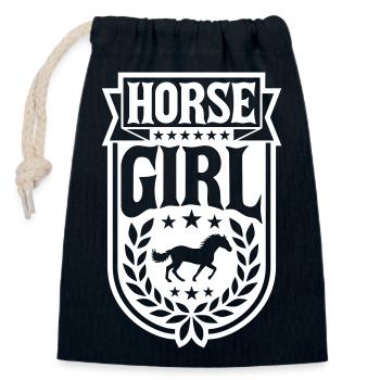 Citation de fille de cheval disant - Sac cadeau en coton avec cordon (14 x 20 cm) - bleu marine - Devant