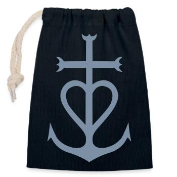 Croix Camargue - Closable cotton gift bag (14x20cm) - navy - Front
