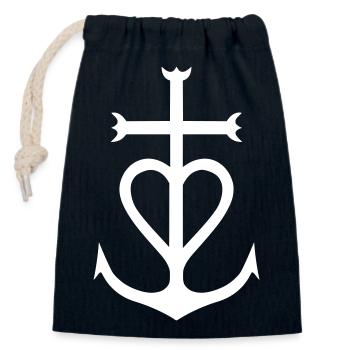 Croix Camargue - Closable cotton gift bag (14x20cm) - navy - Front