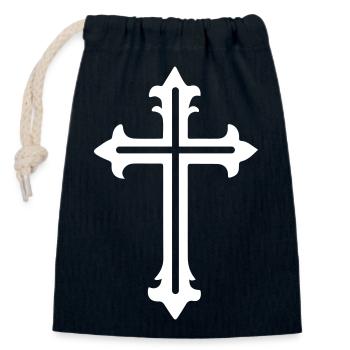 Symbole de croix Ligne - Sac cadeau en coton avec cordon (14 x 20 cm) - bleu marine - Devant