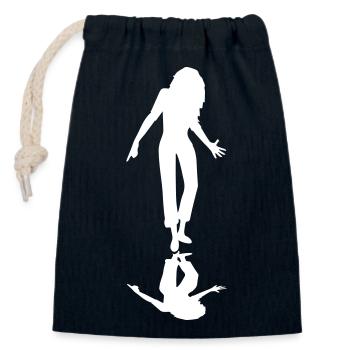 DJ Fête Femme Danse Ombre Réflexion Silhouette - Sac cadeau en coton avec cordon (14 x 20 cm) - bleu marine - Devant