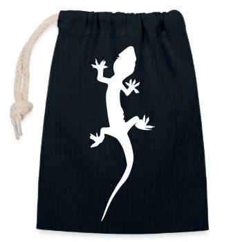 Gecko Echse - Verschließbarer Geschenkbeutel aus Baumwolle (14x20cm) - Navy - Vorne
