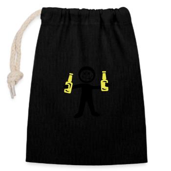 Figurine bâton de bière - Sac cadeau en coton avec cordon (14 x 20 cm) - noir - Devant