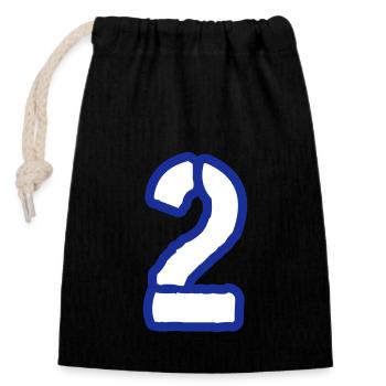 2 Number Symbol - Closable cotton gift bag (14x20cm) - black - Front
