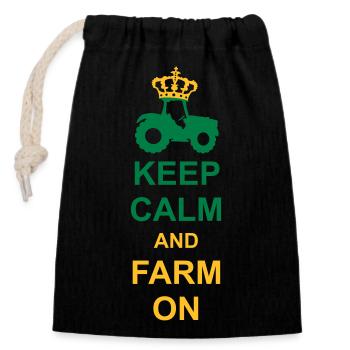 Keep Calm Farm - Closable cotton gift bag (14x20cm) - black - Front