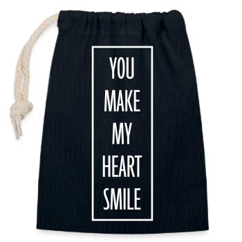 Faire sourire mon cœur - Sac cadeau en coton avec cordon (14 x 20 cm) - bleu marine - Devant