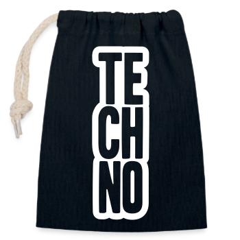 Techno Love Citation Dire Musique Fête Célébrer Logo - Sac cadeau en coton avec cordon (14 x 20 cm) - bleu marine - Devant