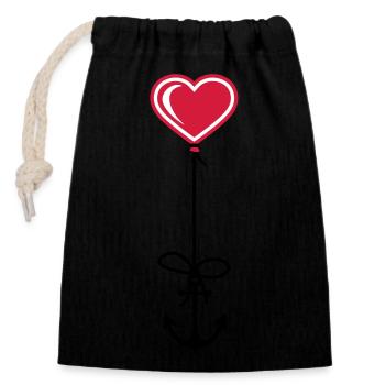 anchor heart sailor captain sailor ship boat me - Closable cotton gift bag (14x20cm) - black - Front