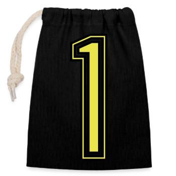 1 - Closable cotton gift bag (14x20cm) - black - Front