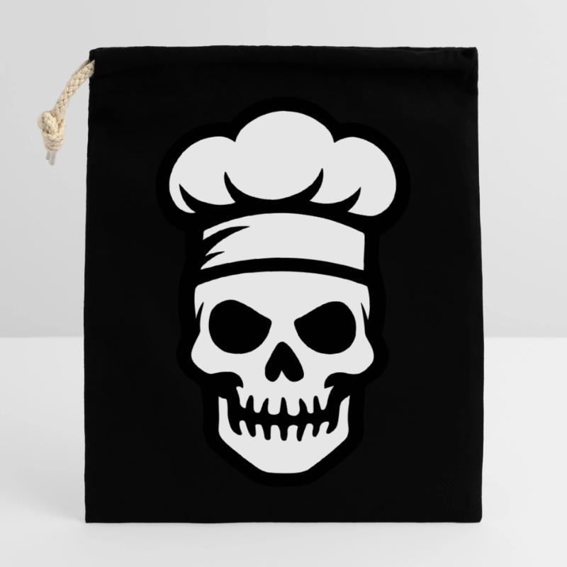 Chef Skeleton Chef Chaque de chef Sac cadeau en coton avec cordon (14 x 20 cm)