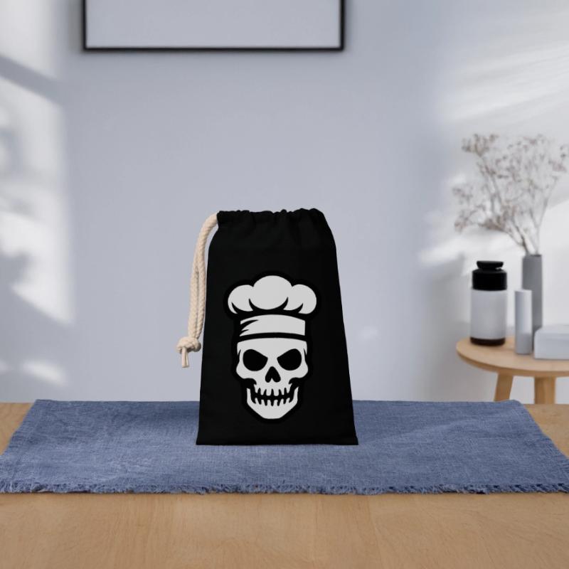 Chef Skeleton Chef Chaque de chef Sac cadeau en coton avec cordon (14 x 20 cm)