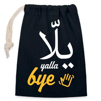 Yalla au revoir - Sac cadeau en coton avec cordon (14 x 20 cm) - bleu marine - Devant