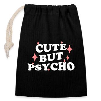 CUTE BUT PSYCHO - Closable cotton gift bag (14x20cm) - black - Front