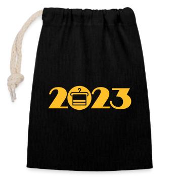 Hangers, tailoring, laundry 2023 - Closable cotton gift bag (14x20cm) - black - Front