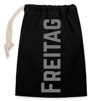 Friday weekday as text - Closable cotton gift bag (14x20cm) - black - Front