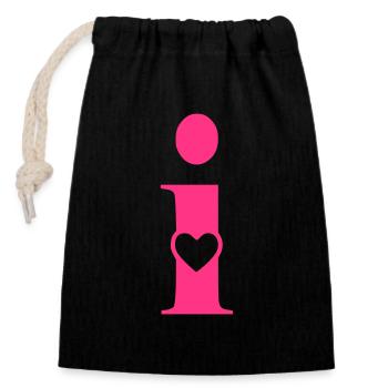 Letter i Initial Letter with Heart - Closable cotton gift bag (14x20cm) - black - Front