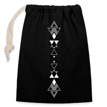Triangles de tatouage tribal - Sac cadeau en coton avec cordon (14 x 20 cm) - noir - Devant
