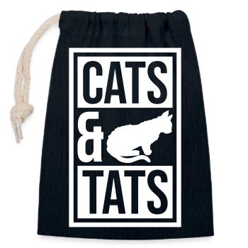 cats and tats Zitat - Verschließbarer Geschenkbeutel aus Baumwolle (14x20cm) - Navy - Vorne