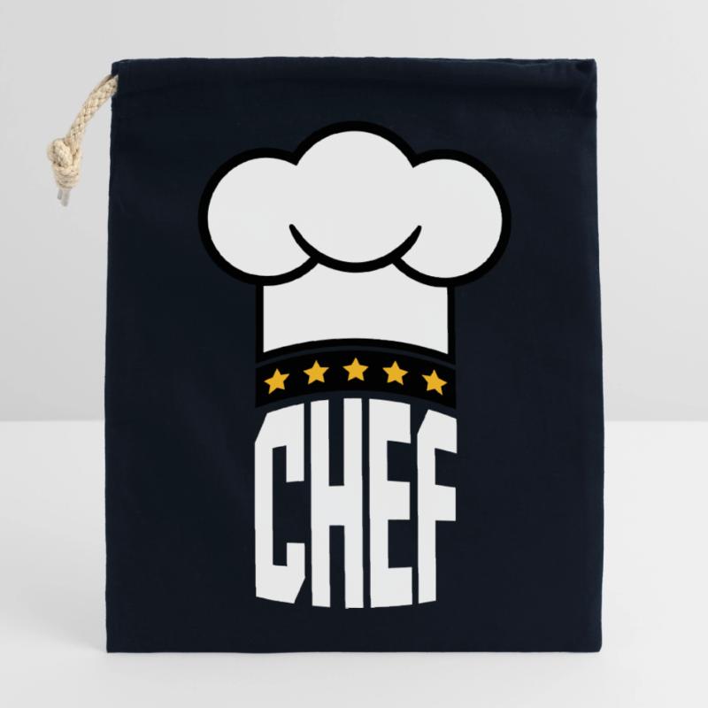 Toque de chef 5 étoiles Le Chef Kitchen Master Sac cadeau en coton avec cordon (14 x 20 cm)