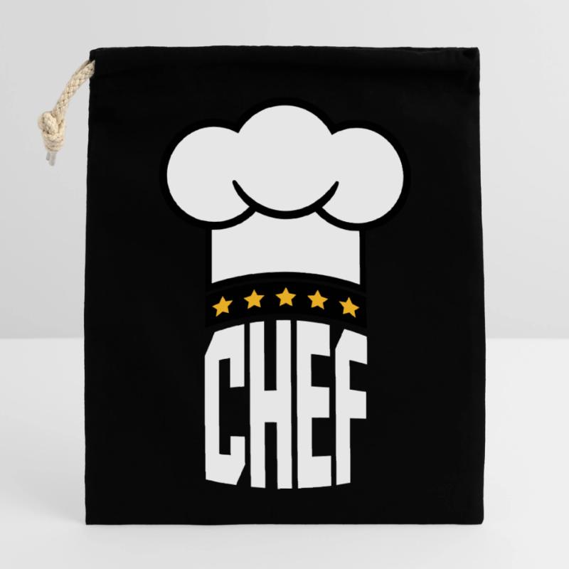 Toque de chef 5 étoiles Le Chef Kitchen Master Sac cadeau en coton avec cordon (14 x 20 cm)