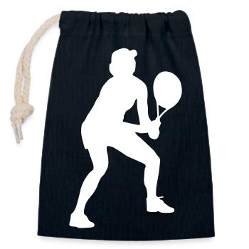 Joueur de tennis - Sac cadeau en coton avec cordon (14 x 20 cm) - bleu marine - Devant