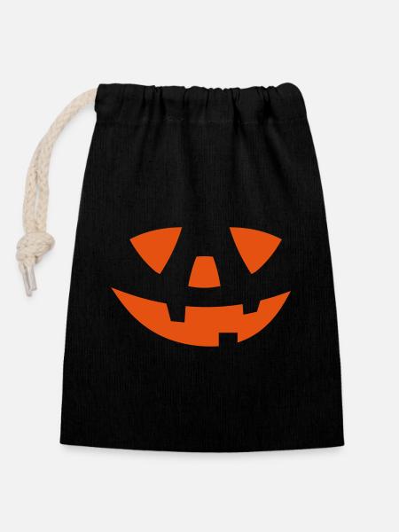 Halloween-Kostüm Kürbis Kürbisgesicht Halloween - Verschließbarer Geschenkbeutel aus Baumwolle (14x20cm) - Schwarz
