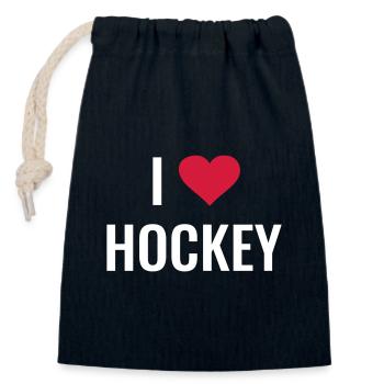 Hockey - I love Hockey - Closable cotton gift bag (14x20cm) - navy - Front