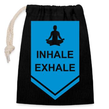 Inspirez expirez Yoga citation - Sac cadeau en coton avec cordon (14 x 20 cm) - noir - Devant