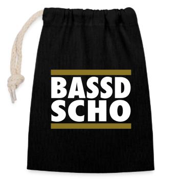 Passt schon Bassd scho Bayern | Farben änderbar - Verschließbarer Geschenkbeutel aus Baumwolle (14x20cm) - Schwarz - Vorne