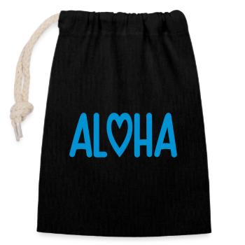 Amour du cœur Aloha | Couleur changeable - Sac cadeau en coton avec cordon (14 x 20 cm) - noir - Devant