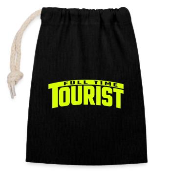 Full Time Tourist | Color changeable - Closable cotton gift bag (14x20cm) - black - Front