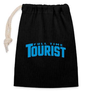 Full Time Tourist | Colors changeable - Closable cotton gift bag (14x20cm) - black - Front