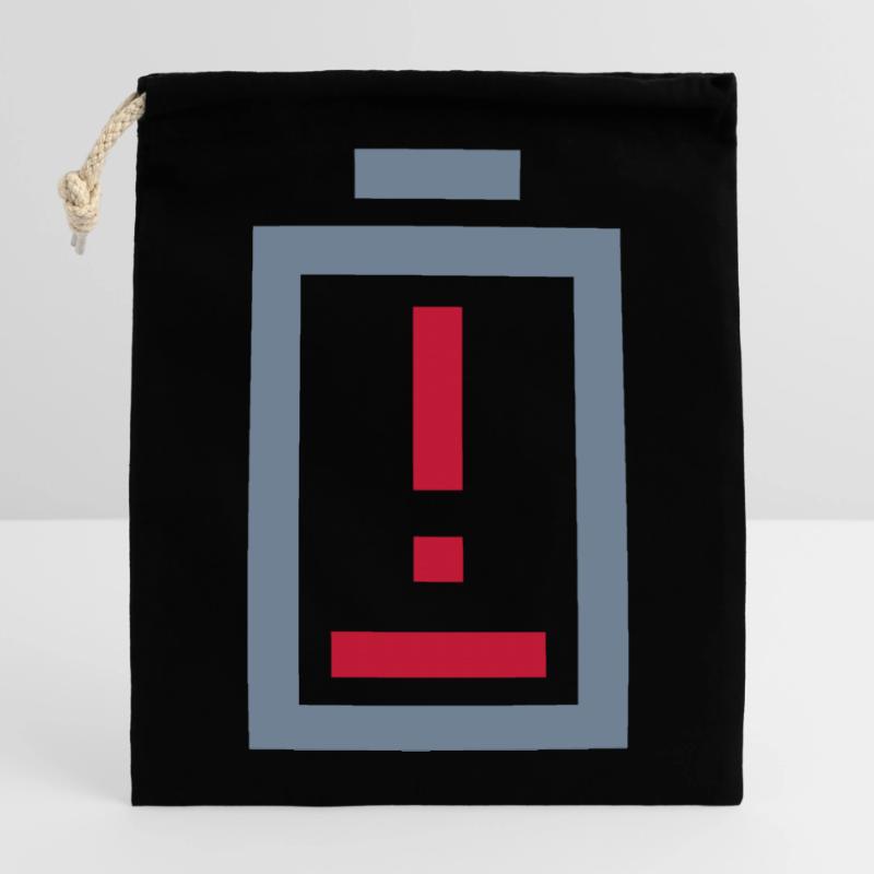 Point d’exclamation batterie pas d’alimentation Sac cadeau en coton avec cordon (14 x 20 cm)